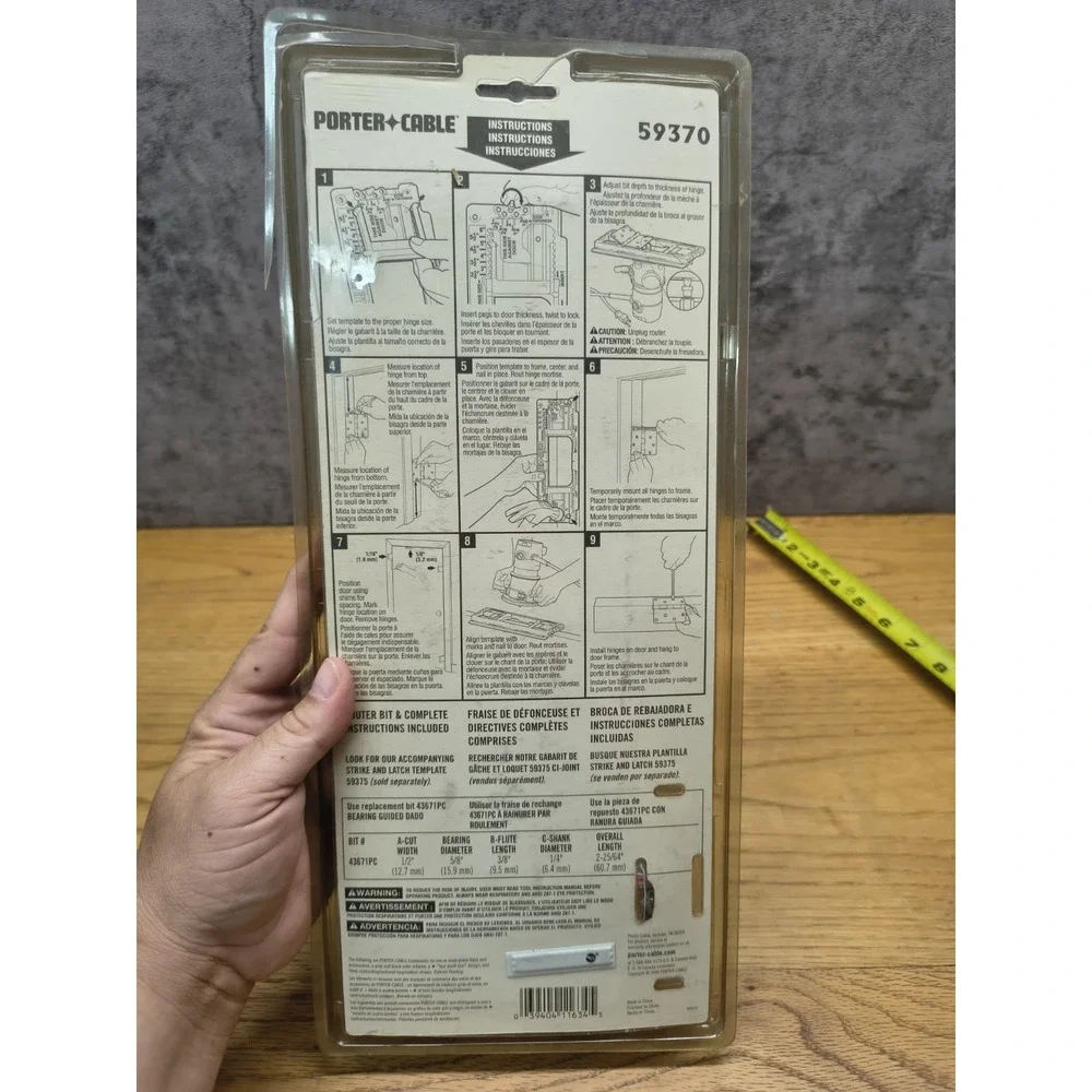 PORTER-CABLE 59370 Door Hinge Template Router Templates Hardware & Locks Tools